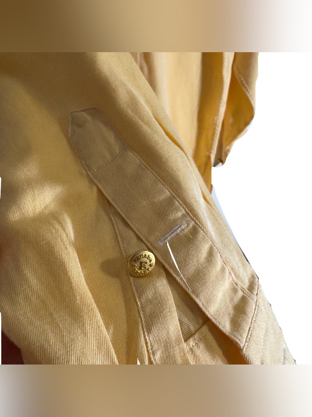 Escada Sport Button Down Shirt Women's Small Cotton Yellow Embroidered VTG - Picture 7 of 7